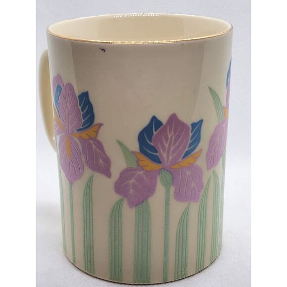 CUP/MUG -OTAGIRI-Japan-Pink Blue Iris Flower-Gold Trim - Picture 12 of 15